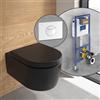 Villeroy & Boch Embrace WC sospeso, SET completo, con elemento incasso e placca di azionamento ViConnect 100S, 5C24R0R7+92248568#SET, Embrace nero opaco [WC > WC con Elementi Incasso]