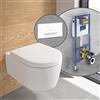 Villeroy & Boch Embrace WC sospeso, SET completo, con elemento incasso e placca di azionamento ViConnect 300S, 5C24R0RW+92218068#SET, Embrace stone white [WC > WC con Elementi Incasso]