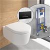 Villeroy & Boch Embrace WC sospeso, SET completo, con elemento incasso e placca di azionamento ViConnect 300S, 5C24R0RW+922169AN#SET, Embrace stone white [WC > WC con Elementi Incasso]