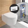 Villeroy & Boch Embrace WC sospeso, SET completo, con elemento incasso e placca di azionamento ViConnect 300S, 5C24R0RW+922169N5#SET, Embrace stone white [WC > WC con Elementi Incasso]