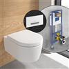Villeroy & Boch Embrace WC sospeso, SET completo, con elemento incasso e placca di azionamento ViConnect 300G, 5C24R0RW+922160RE#SET, Embrace stone white [WC > WC con Elementi Incasso]