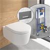 Villeroy & Boch Embrace WC sospeso, SET completo, con elemento incasso e placca di azionamento ViConnect 300G, 5C24R0RW+922160RA#SET, Embrace stone white [WC > WC con Elementi Incasso]
