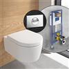 Villeroy & Boch Embrace WC sospeso, SET completo, con elemento incasso e placca di azionamento ViConnect 100S, 5C24R0RW+92248561#SET, Embrace stone white [WC > WC con Elementi Incasso]