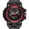 RORIOS Orologio Sportivo Coppia Orologio da Polso Elettronico Doppio Display Orologio Digitale Quarzo Orologio Multifunzione Militare per Uomo Impermeabile Nero Rosso