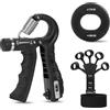 Generico Riabilitazione Mano Allenamento Avambraccio,Grip Strength 3 Pezzi Attrezzi Palestra Casa,Hand Grip Resistenza Regolabile Portatile per La Terapia Del Fitness E L'allenamento Sportivo,Nero