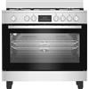 Beko BGM11226EX - Cucina a gas con forno elettrico, 4 fuochi, 90x60 cm, inox