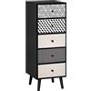 HOMCOM Mobile Cassettiera 5 Cassetti Fantasia Geometrica, Arredamento Moderno Camera e Ingresso, 40x40x111.5cm Nero Grigio