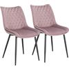 WOLTU set di 2 sedie sala da pranzo sedie cucina moderne sedie imbottite Adatte per Sala Pranzo, Soggiorno, Camera da Letto Estetica in Tessuto di velluto Rosa Metallo BH209rs-2