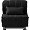 EVERGREENWEB MATERASSI & BEDS EVERGREENWEB - Divano Letto 2 in 1 con Materasso Singolo 80x190 Ortopedico, Prontoletto RICHIUDIBILE 1 Posto con Rivestimento SFODERABILE e Lavabile, Cuscino SUPERSOFT Abbinato color Nero - EVENING