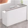 Generic Scrivania moderna grigia con cassetti, bancone per ufficio al dettaglio, salone di bellezza, scrivania per computer in legno, tavolo per reception per casse e atrio, 119,4 cm, scrivania grigia