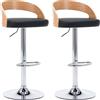 vidaXL 2X Sedie da Bar Moderne Eleganti Imbottite Morbide con Poggiapiedi Regolabili Sgabelli Alti Pub Cucina Neri in Similpelle e Legno Curvato