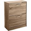 GICOS SRL Mobile scarpiera ermes in legno colore noce con 2 ante 63 * 24 * 81 cm salvaspazio TCC-827624