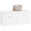 SoBuy Scarpiera Panca Ingresso con Seduta e Contenitore - Panca Scarpiera Salvaspazio Slim Porta Scarpe Mobile Ingresso - Cassapanca Contenitore Bianco 100x35x45cm, 227kg FSR178-W
