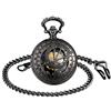 MICGIGI orologio da taschino meccanico unisex a carica manuale, 12 costellazioni, scheletro, con catena, colore nero