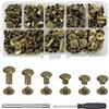 xiaoxiaozhijia 110 Pezzi di Rivetti per Cuoio,Set di Rivetti a Vite M5,Lunghezza delle viti 4/5/6/8/10/12 mm,Borchie per Cuoio per la Decorazione Della Pelle Fai da Te (Bronze)