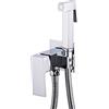 VALAZ Rubinetto Bidet a Muro Cromato | Doccia Igienica WC, Acqua Fredda e Calda, Risparmio Acqua | Installazione Facile e Veloce | Ottone, Inossidabile, Elegante, Quadrato, Serie Tajo