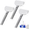 HIQU and HIST Set di 3 spremitubi in acciaio inox, dentifricio in metallo, spremiagrumi, spremiagrumi, per cosmetici, latte detergente, crema per scarpe, pigmenti (argento)