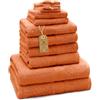 GREEN MARK Textilien GREEN MARK Confezione da 10 asciugamani in spugna di varie misure, 4 asciugamani per le mani, 2 teli doccia, 2 asciugamani per ospiti, 2 guanti da bagno, di colore Terracotta/arancione scuro
