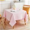 Homxi Copritavolo Cucina Quadrato,180 W x 180 L CM,Tovaglia Grande Cotone Tinta Unita con Nappa Rosa Bianco Tovaglie Tavola
