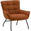 KONTE.DESIGN Poltrona WOOLWICH in tessuto terracotta e gambe in metallo nero