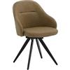 KONTE.DESIGN Set di 2 sedie girevoli COVENT in similpelle marrone e gambe in metallo nero, con braccioli