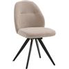 KONTE.DESIGN Set di 2 sedie girevoli ZENNENDAL in tessuto beige e gambe in metallo nero