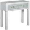 DRW Consolle Tavolo di ingresso con 2 cassetti in legno laccato bianco e oro 80x35x77 cm