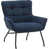 KONTE.DESIGN Poltrona WOOLWICH in tessuto blu e gambe in metallo nero