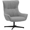 KONTE.DESIGN Poltrona girevole RIGA in tessuto grigio e base in metallo nero