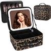 DaizySight Borsa cosmetica con luce a LED, per il trucco, per viaggi, cosmetici, da donna, regalo per donna, motivo leopardato, misura media, motivo leopardato, medium-sized