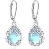 EUDORA Harmony Ball S925 Orecchini in Argento Sterling con Pietra di Luna per Donna, Orecchini a Monachella con Albero della vita Orecchini Pendenti con Pietra di Luna a Goccia