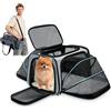 ALLSOPETS Trasportino Estensibile per Cani e Gatti, Trasportino Gatto Pieghevole Morbido con Estensioni Laterali, Cuscino Rimovibile e Tasche da Viaggio in Aereo (Grigio & Blu)