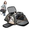 ALLSOPETS Trasportino Estensibile per Cani e Gatti, Trasportino Gatto Pieghevole Morbido con Estensioni Laterali, Cuscino Rimovibile e Tasche da Viaggio in Aereo (Grigio & Arancione)