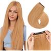 TESS Extension Capelli Veri Filo Invisibile #27 biondo scuro, Clip in Fascia Unica con Wire Regolabile 45cm 68g