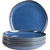 MÄSER Serie Cordelia, set di piatti per 6 persone in gres di alta qualità, servizio da tavola da 6 pezzi, stampi irregolari; gres, blu reale, blu