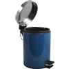 MSV - Pattumiera per cosmetici da bagno - Acciaio inossidabile con secchio interno rimovibile - Elegante pattumiera a pedale - Compatta e pratica - Blu - 3L