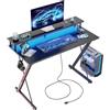 BEXEVUE Scrivania Gaming Ciabatta LED - 100x50cm Ergonomica Tavolo Gamer Computer, Grandi Supporto Monitor PC, Gancio per Cuffie, Scrivanie Moderno per Studio Gioco Lavoro Ufficio Casa Camera da Letto