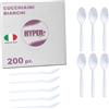 HYPER form -200 Cucchiaini in Plastica Bianchi, Riutilizzabili e Robusti per Aperitivo e Dessert. Per compleanni Feste e Party.