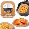 HONYAO 23x23 cm Fogli di Carta Addensata Friggitrice ad Aria XXL 7,5-10 L, 100 Pezzi Antiaderente Usa e Getta Carta Forno Pergamena, Impermeabile Antiolio Accessori per Air Fryer - Quadrato