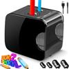 Esvyit Temperamatite Elettrico USB Professionale Doppio Foro 6-12mm, Temperino con Serbatoio, 4 Lame, Temperino Elettrico per Bambini Temperini per Matite, Matite Colorate adatto per Scuola, Ufficio