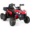 RELAX4LIFE Quad Elettrico per Bambini 12V, 3-6 km/h, con 6 Ruote, 4 Fari Luci LED, Musica, USB e,3-8 Anni, Avanti e Retromarcia, Avviamento Lento, Carico 30 KG