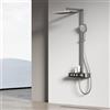 EMKE Colonna doccia termostatica, 360 mm doccia a pioggia, doccia a mano 3 funzioni, regolatore di flusso d'acqua regolabile, barra scorrevole senza fine, installazione facile, antracite opaco