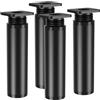 Kolamom Set di 4 piedini per mobili regolabili in altezza, in lega di alluminio e PVC, 10-12 cm, rotondi, nero, portata fino a 100 kg, gambe universali per divano, tavolino da caffè, mobile TV e