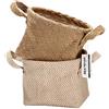 Sea Team Set di 2 cesti pieghevoli in iuta e cotone con manico decorativo per casa, articoli da toeletta, giocattoli, gioielli, colore beige, 14 x 17 x 16 cm