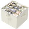 GUOHNHE Scatole per Scarpe, Organizer Armadio con Copertura Trasparente, Portascarpe Pieghevole con 3 Maniglie, Adatto per 6-12 Paia, 43 x 43 x 33 cm, Beige, XSNX01BEM-1