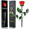 PLECUPE Rosso Rosa Eterna Con Gambo Regalo Donna, Vera FioriRosa Infinita in Scatola, Regalo per Donne, Rosa Stabilizzata per Mamma, Fidanzata, San Valentino, Festa Della Mamma