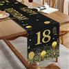 Cheekywares Runner da Tavolo Compleanno Moderno Nero Pois e Palloncini Dorati HAPPY BIRTHDAY Decorazione per la Casa Celebrazione Anniversario Festa Cena 33 x 183 cm