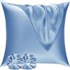 Vielit Set di 2 Federe Raso 80x80cm & 2 Scrunchies, Design con Chiusura A Busta, Morbido come una Federe Seta Cuscino, Federe Cuscini 80x80 Blu