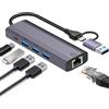 Omivine Adattatore LAN USB e USB C a doppio connettore, 1000 Mbps (hub LAN 5 in 2/1000 Mbps)