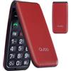 Qubo Flip Telefono per anziani GSM, Cellulare per anziani, Display da 2,4'', Volume alto,Funzione SOS, Supporto Dual SIM,Chiamata rapida, Radio FM, Torcia elettrica,Rosso
